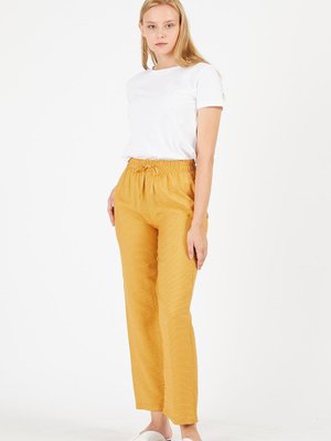 Hardal Çizgili Viskon Pantolon