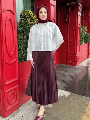 Bordo Piliseli Uzun Etek Bordo Piliseli Uzun Etek