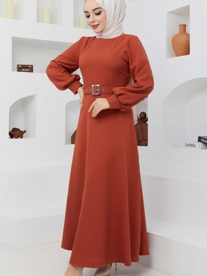 Kiremit Prenses Atlas Elbise