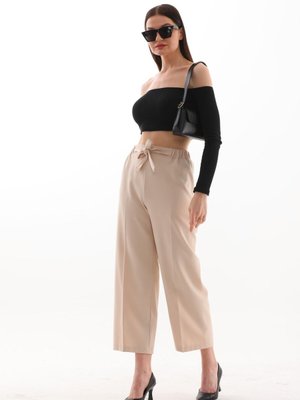 Taş Reems Mevsimlik Ön Bağlamalı Ve Beli Esnek Lastikli Dubble Kumaş Cepli Pantolon Taş Reems Mevsimlik Ön Bağlamalı Ve Beli Esnek Lastikli Dubble Kumaş Cepli Pantolon