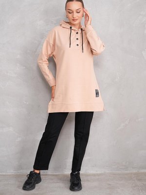 Pudra Sweat Tunik Pantolon İkili Spor Takım Pudra Sweat Tunik Pantolon İkili Spor Takım