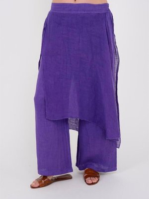 Mor İtalyan Ham Keten Etek Pantolon