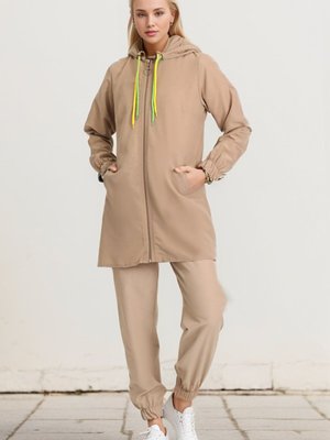 Bej Vizon Kapüşonlu Kap Bej Vizon Kapüşonlu Kap