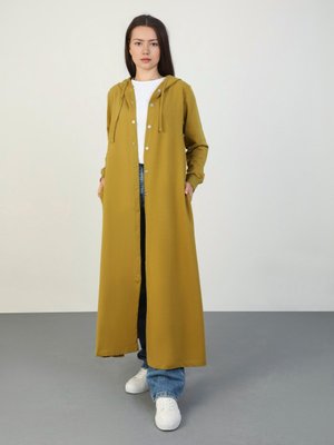 Yağ Yeşili Kapüşon Detaylı Çıtçıtlı Örme Spor Pardesü Yağ Yeşili Kapüşon Detaylı Çıtçıtlı Örme Spor Pardesü