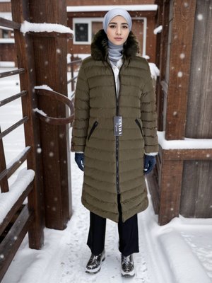 Haki Kapuşonlu Şişme Mont Haki Kapuşonlu Şişme Mont