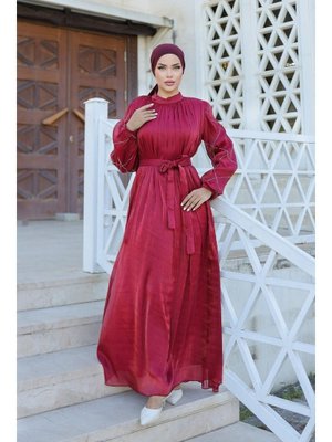 Bordo Mercan Işıltı Abiye Elbise Bordo Mercan Işıltı Abiye Elbise