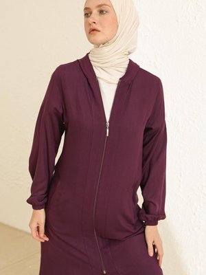 Mor Kapüşonlu Cepli Kap Mor Kapüşonlu Cepli Kap