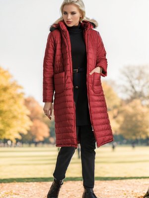 Bordo Fermuarlı Kapitone Mont Bordo Fermuarlı Kapitone Mont