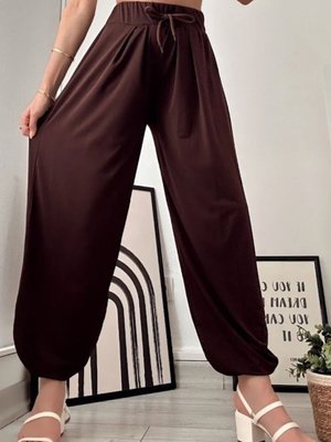 Kahverengi Sandy Kumaş Esnek Havuç/şalvar Pantolon