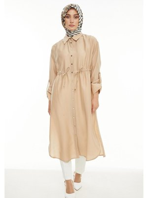 Bej Beli Ayarlanabilir Uzun Tunik