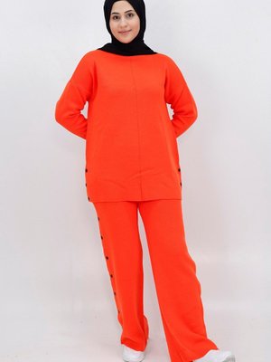 Oranj Çıtçıt Detaylı Triko Takım Oranj Çıtçıt Detaylı Triko Takım