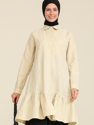 Sarı Etek Ucu Büzgülü Tunik Sarı Etek Ucu Büzgülü Tunik