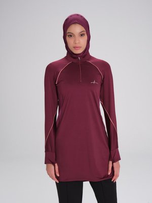 Active H Per Biyeli Uzun Kollu Fermuarlı Yaka Mor Antrenman Tişörtü Act