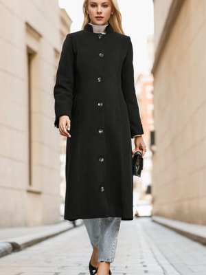 Siyah Hermes Kaşe Kaban Siyah Hermes Kaşe Kaban