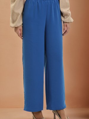 Mavi Beli Lastikli Bol Paça Pantolon Mavi Beli Lastikli Bol Paça Pantolon