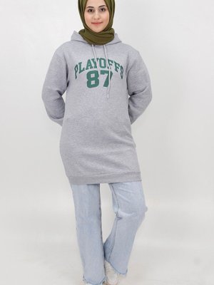 Gri Baskılı 3ip Içi Pamuklu Sweatshirt Gri Baskılı 3ip Içi Pamuklu Sweatshirt