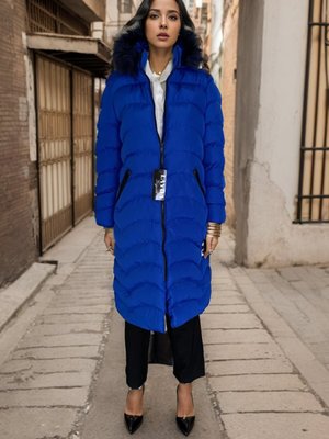 Saks Kürklü Şişme Mont Saks Kürklü Şişme Mont