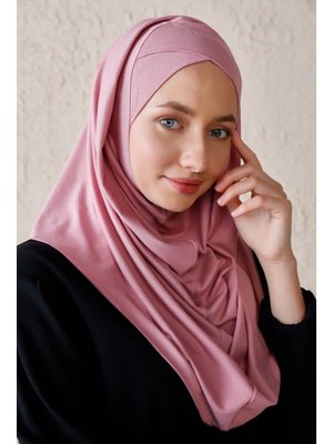 Pudra Çapraz Kapüşonlu Viskon Pratik Eşarp Hazır Türban Pudra Çapraz Kapüşonlu Viskon Pratik Eşarp Hazır Türban