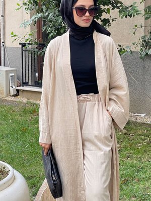 Bej İkili Kimono Takım