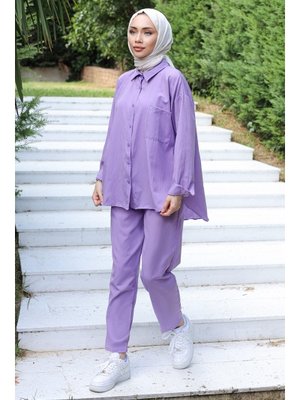 Lila Gömlek Pantolon İkili Takım Lila Gömlek Pantolon İkili Takım