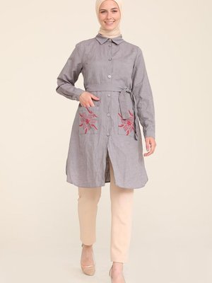 Antrasit Cepli Kuşaklı Tunik Antrasit Cepli Kuşaklı Tunik