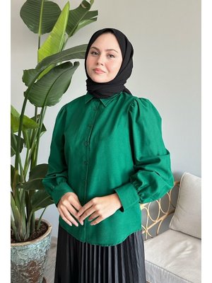 Balon Kollu Salaş Zümrüt Gömlek