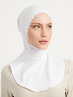 Beyaz Büzgülü Boyunluklu Pamuk Penye Bone Beyaz Büzgülü Boyunluklu Pamuk Penye Bone