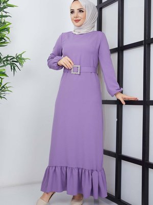 Lila Dilay Atlas Abiye Elbise