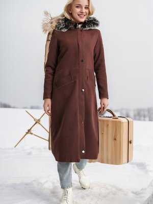 Kahverengi Hermes Kaşe Kürklü Kaban Kahverengi Hermes Kaşe Kürklü Kaban