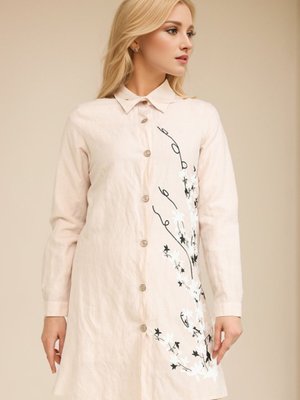 Pudra Çiçek Desenli Düğmeli Tunik Pudra Çiçek Desenli Düğmeli Tunik