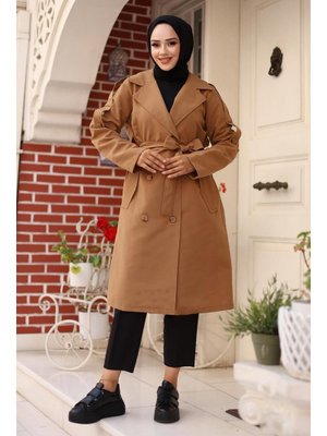 Camel Omuzu Apolet Detaylı Trençkot Camel Omuzu Apolet Detaylı Trençkot