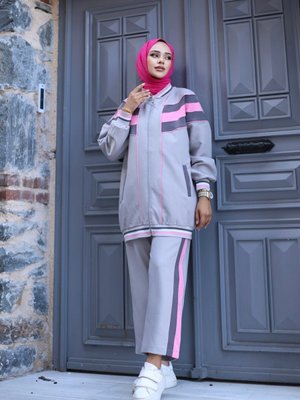 Eşofman Fermuarlı İkili Takımı Gri