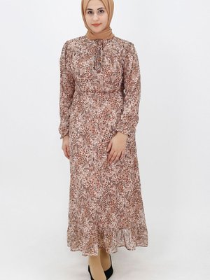 Taş Puantiye Desenli Şifon Elbise Taş Puantiye Desenli Şifon Elbise