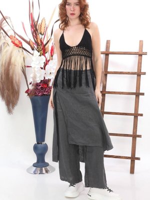 Füme İtalyan Ham Keten Etek Pantolon