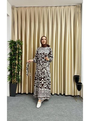 Boydan Büzgülü Viskon Elbise