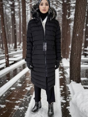 Siyah Kapuşonlu Şişme Mont Siyah Kapuşonlu Şişme Mont
