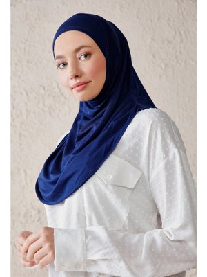 Lacivert Kısa Pileli Viskon Pratik Eşarp Hazır Türban Lacivert Kısa Pileli Viskon Pratik Eşarp Hazır Türban