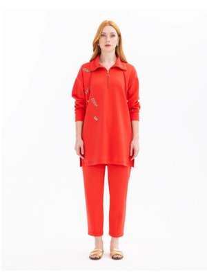 Önden Yarım Qys Aksesuarlı Sweatshirt #24 07#