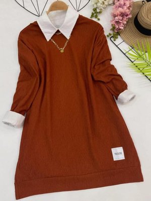 Taba Arma Detaylı Yırtmaçlı Tunik Taba Arma Detaylı Yırtmaçlı Tunik