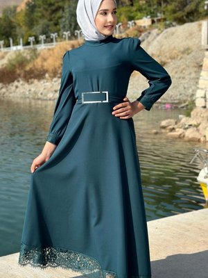 Yeşil Petrol Yeşili Elbise