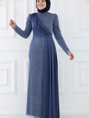 Ecmel Abiye Elbise İndigo