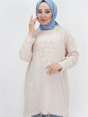 Taş Aerobin Kumaş Jakar Desenli Beli Lastikli Tunik