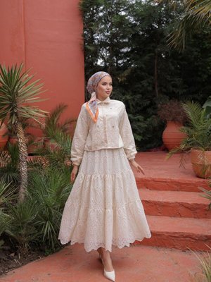 Yazlık Taş Detaylı Uzun Etekli Fisto Takım