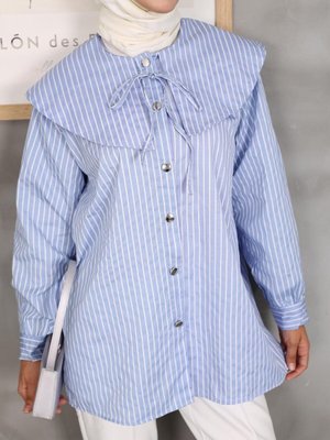 Mavi Çizgili Gemici Yaka Tunik