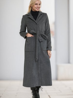 Antrasit Cepli Kuşaklı Kaşe Kaban Antrasit Cepli Kuşaklı Kaşe Kaban