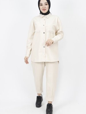 Taş Gabardin Kumaş Cep Detaylı 2li Takım Taş Gabardin Kumaş Cep Detaylı 2li Takım