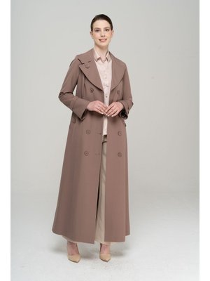 Vizon Punto Detaylı Kruvaze Astarlı Pardesü