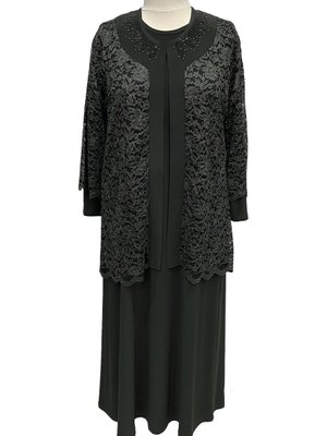 Yeşil Nimet Ceketli Abiye Elbise Anne Takım