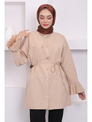 Bej Beli İpli Kol Detaylı Tunik Bej Beli İpli Kol Detaylı Tunik