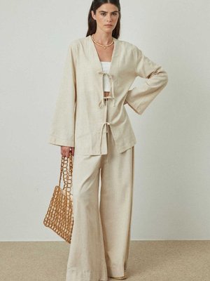 Fiyonk Bağlama Naturel Gömlek